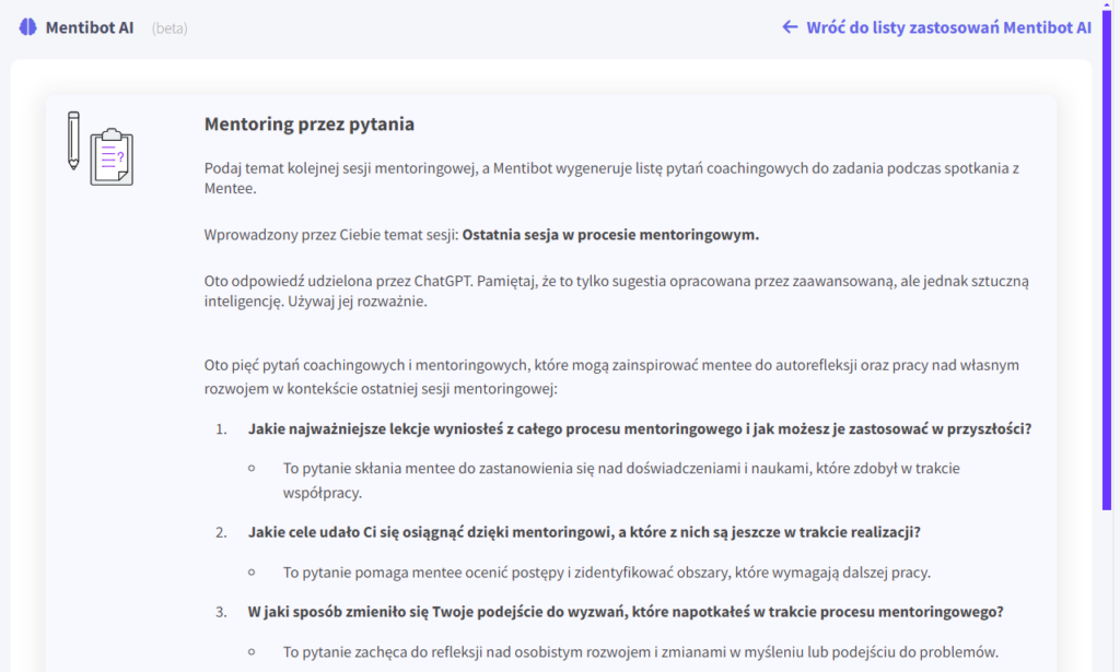 AI w mentoringu = Mentibot AI w Mentiway.
